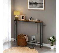 Songmics Console Table With Charging Station, Slim Behind Sofa Table, 15 X 100 X 80 Cm, 1 Hook, Easy Assembly, For Hallway