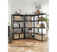 Songmics Corner Shelf 5-Tier, Garage Shelving, Heavy Duty Metal Shelving Units, Ink Black And Natural Beige