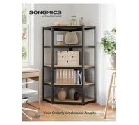 Songmics Corner Shelf 5-Tier, Garage Shelving, Heavy Duty Metal Shelving Units, Loads 875 Kg, Ink Black And Natural Beige