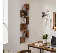 Songmics Corner Storage Unit, Display Shelving For Room, Modern Floating Rack For Plants And Books, Home Organizer, Rustic Brown