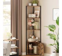 Songmics Corner Storage Unit, Space Saving Shelving Cabinet, Bedroom Kitchen Organizer, Rustic Brown And Ink Black