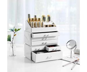 Songmics Cosmetic Storage Organizer, Beauty Cabinet With Drawers, Compartments For Makeup Essentials, White