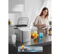 Songmics Countertop Ice Cube Maker, Fast 6-Min Operation, Self-Cleaning, 2 Cube Sizes, Portable For Home Kitchen Office