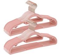 SONGMICS CRP020PK01 Set of 30 Plastic Hangers Non-Slip Space Saving Thickness 0.5 cm Length 42 cm 360° Rotating Hook in Rose Gold Light Pink