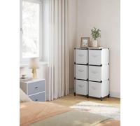 Songmics Cube Storage Unit With Storage Boxes, 6-Cube Storage Unit, 6 Non-Woven Fabric Cubes For Shelves, Cloud White