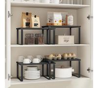 Songmics Cupboard Spice Rack Duo, Adjustable Kitchen Shelf Organizer, Stackable Storage Holders, Ink Black And Ebony Black