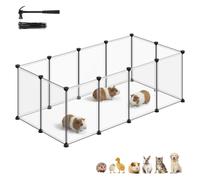SONGMICS Damion ULPC017W101 Pet Playpen Transparent Plastic Modular Indoor DIY Fence for Small Dogs, Puppies, Rabbits, 110 x 60 x 40 cm, Colour