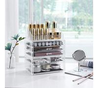 Songmics Deluxe Cosmetic Storage System, Multi-Drawer Clear Organizer For Beauty Products, Transparent