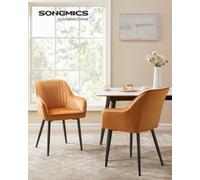 Songmics Dining Chair, Kitchen Chair, Velvet Armchair, Upholstered With Armrests, Max. Load 120 Kg, Metal Legs