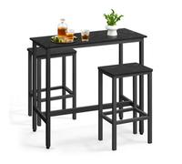 Songmics Dining Table Set, Bar Table And Stools, Breakfast Bar Table With 2 Rectangular Bar Stools, Industrial Steel Frame