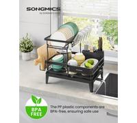 Songmics Dish Drying Rack, 2-Tier Dish Drainer For Kitchen Counter, 360 Rotatable And Extendable Spout