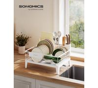 Songmics Dish Drying Rack, Dish Drainer For Kitchen Counter, 360 Rotatable And Extendable Spout, Drainboard