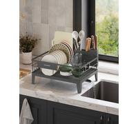Songmics Dish Drying Rack, Dish Drainer Rack For Kitchen Counter, Rotatable And Extendable Spout, Draining Board Anthracite Grey
