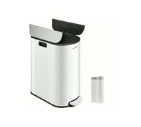 Songmics Double Kitchen Bin, 30L And 20L Dual Compartment Slim Bin For Recycling And Waste, Pedal Bin With Wing Lids