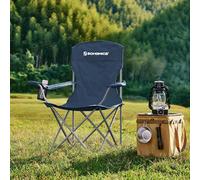 Songmics Double Set Of Folding Outdoor Chairs, Durable With Drink Holders, Comfortable Seating, Dark Blue
