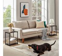 Songmics Double Side Set, Industrial Two-Level Tables For Living Areas, Chestnut Brown And Ink Black