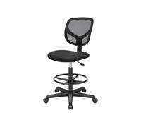 Songmics Drafting Stool Chair, High Office Chair, Ergonomic Painting Chair With Adjustable Footrest, Standing Desk Chair, Black