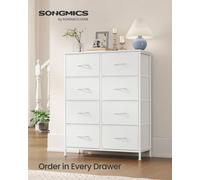 Songmics Drawer Storage Unit, Chest Of Drawers For Bedroom, Closet, 8 Fabric Drawers, White