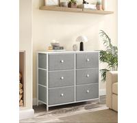 Songmics Drawers Cabinet, 6 Fabric Drawers With Strong Metal Frame, Storage Organizer Unit, Light Grey And White