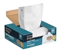 SONGMICS Bin Bags, 20 L Rubbish Bags with Drawstrings, 80 Pieces, Liner Code L, Heavy-Duty, Quick-Dispense Box, Cream White KRB021A02