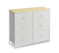 Songmics Dresser Fabric 6 Drawers Grey/White & Oak Effect