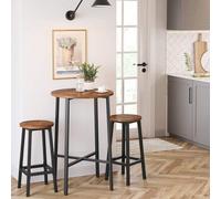 Songmics Dual Bar Stools Set, Elevated Kitchen Seating, Counter Chairs, Steel, Easy Assembly, Rustic Brown And Black