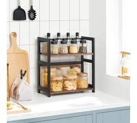 Songmics Dual-Level Organizer, Bamboo Frame Storage Solution For Multiple Rooms, Rustic Brown And Black