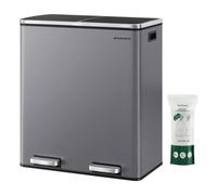 Songmics Dual Rubbish Bin, 2 X 8 Gallon (2 X 30 L) Metal Recycling Bin With 15 Rubbish Bags