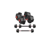 SONGMICS Dumbbell Set, 20 kg Weights with Connecting Bar, Hexagon, Adjustable Weight Plates, for Men Women Workout, Fitness Training, Weight Lifting,