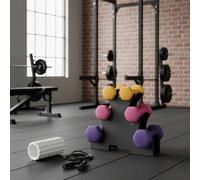 Songmics Dumbbell Set With Stand, Non-Slip Vinyl Surface, Yellow, Pink And Purple