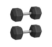 SONGMICS Dumbbells Pair, Set of 2 Rubber Dumbbells, 2 x 20 kg Weights | Strength Training Equipment, Anti-Roll, Non-Slip Grip, Free Weights for Home, Black, SYL202B101-2J