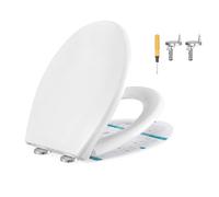 SONGMICS Duroplast Toilet Seat, Oval-Shaped, Soft Close | Universal UF Toilet Seat, with Handle, Easy Installation, Quick-Release, 300 kg High Load, Heavy-Duty, BTL101WZ01