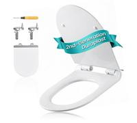 Songmics Elongated D-Shape Toilet Seat Soft Close, With Handle, Quick-Release, Universal Toilet Seat, Easy Installation