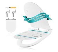 SONGMICS Elongated D-Shape Toilet Seat Soft Close, with Handle, Quick-Release, Universal Toilet Seat, Easy Installation, Duroplast, 300 kg High Load, Heavy-Duty, White BTL102WZ01