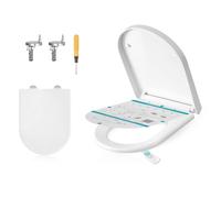 SONGMICS Elongated D-Shaped Toilet Seat, Soft-Close WC Seat and Lid with Handle, Quick-Release, Easy to Install, PP Plastic, Supports up to 300 kg, W
