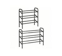 Songmics Expandable Shoe Rack, 3-Tier Metal Shoe Shelf Storage, Adjustable Shoe Organiser, Free Standing Shoe Racks