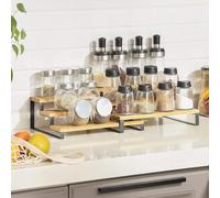 SONGMICS Expandable Stackable Spice Rack Set of 2 Cabinet Organiser in Black SONGMICS Black