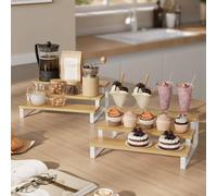 SONGMICS Expandable Stackable Spice Rack Set of 2 Cabinet Organiser in White SONGMICS White