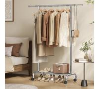 SONGMICS Extendable Clothes Rack with Wheels - Silver