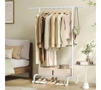 SONGMICS Extendable Clothes Rack with Wheels - White
