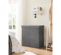 SONGMICS Extra Large 2 Compartment Linen Laundry Basket Magnetic Lid Foldable in Dark Grey SONGMICS Dark Grey