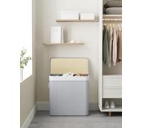SONGMICS Extra Large 3 Section Laundry Hamper Foldable Clip-on Lid Handles in Light Grey SONGMICS Light Grey