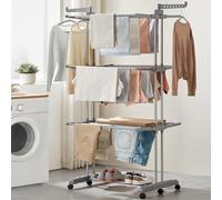 SONGMICS Extra Large 4-Tier Clothes Drying Rack Stainless Steel Foldable in Grey SONGMICS Grey