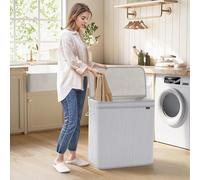 SONGMICS Extra Large Bamboo Laundry Hamper Machine Washable Removable Handles in Light Grey SONGMICS Light Grey