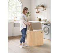 SONGMICS Extra Large Bamboo Laundry Hamper Machine Washable Removable Handles in Natural SONGMICS Natural