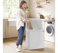 SONGMICS Extra Large Bamboo Laundry Hamper Machine Washable Removable Handles in White SONGMICS White