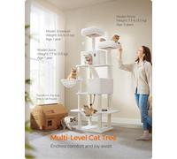 Songmics Extra Large Cat Tower, Cat Activities Center With Scratching Posts And Ramp, Multi-Level Plush Cat Condo, Cream White