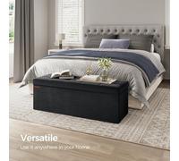 SONGMICS Extra Large Foldable Storage Ottoman Cube Heavy Duty Bench in Black SONGMICS Black