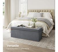SONGMICS Extra Large Foldable Storage Ottoman Cube Heavy Duty Bench in Grey SONGMICS Grey