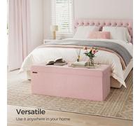 SONGMICS Extra Large Foldable Storage Ottoman Cube Heavy Duty Bench in Light Pink SONGMICS Light Pink